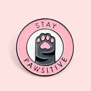 vintage Pink & Gray Enamel Lapel Pin Brooch NWT 🐈‍⬛